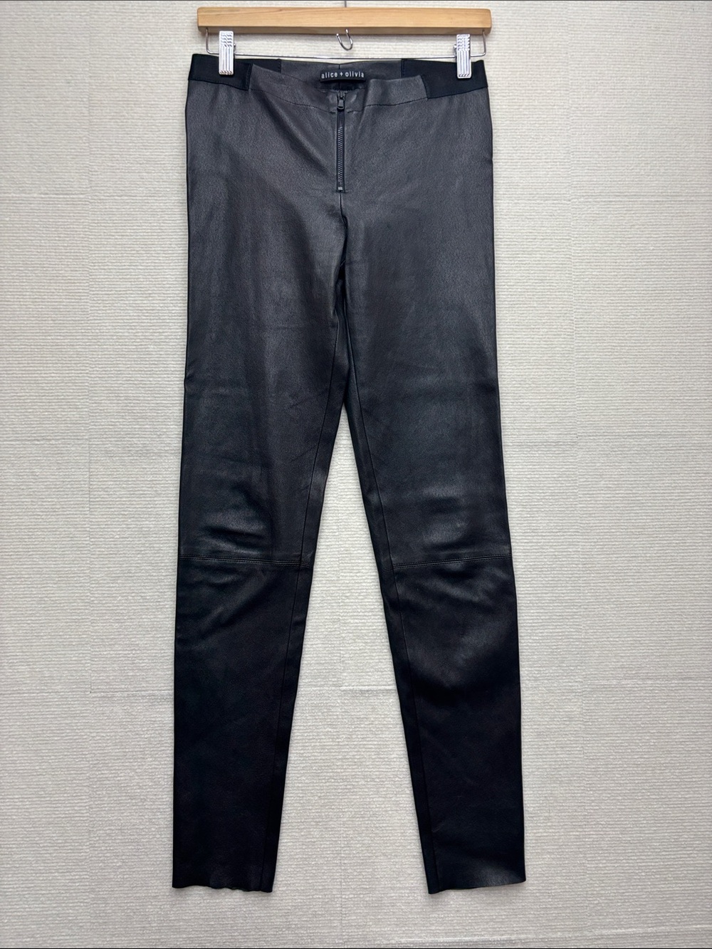 Alice + Olivia Black lamb Leather Skinny pants